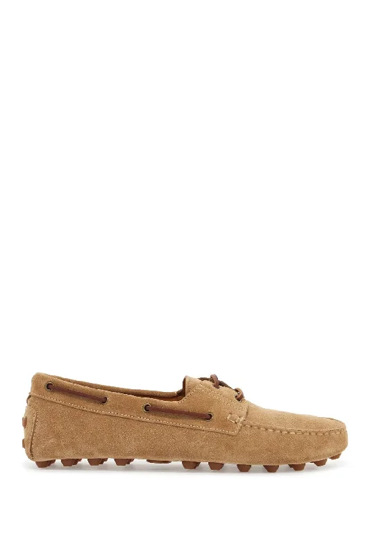 Tod's Suede Biscuit Leather Loafers With Rubber Sole