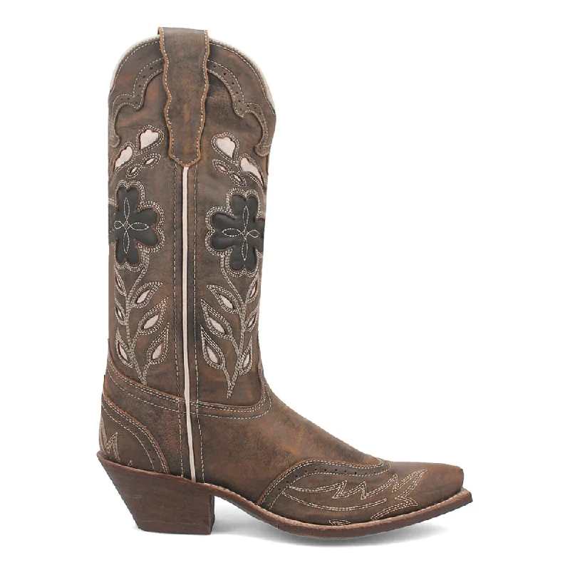 Zuri Leather Floral Embroidered Snip Toe Cowboy Boots