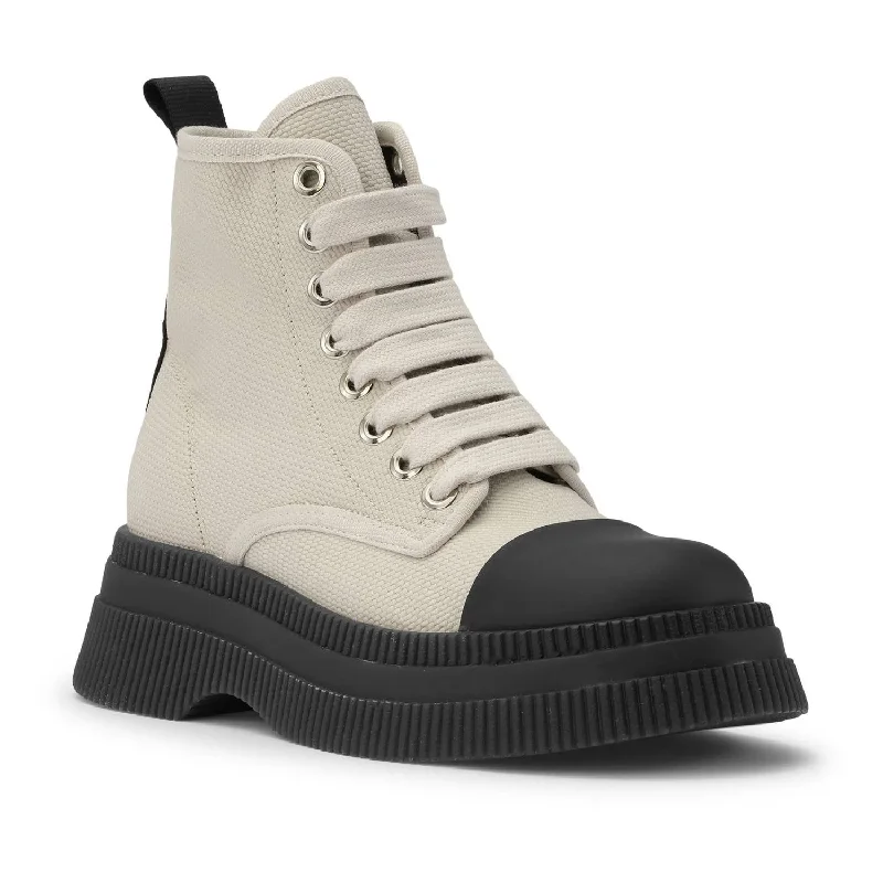 Women's Creepers Creepers Textile Lace Up Boot In Egret