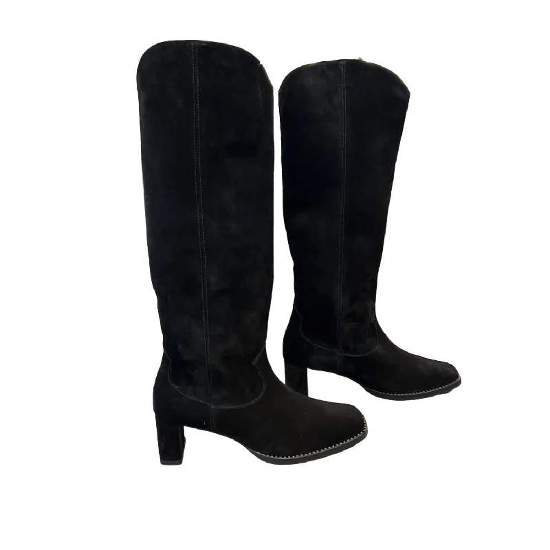 Women's Angie Tall Western Boot In Black Suede