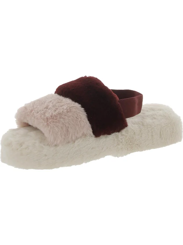 fash box slip Womens Faux Fur Indoor/Outdoor Slide Slippers