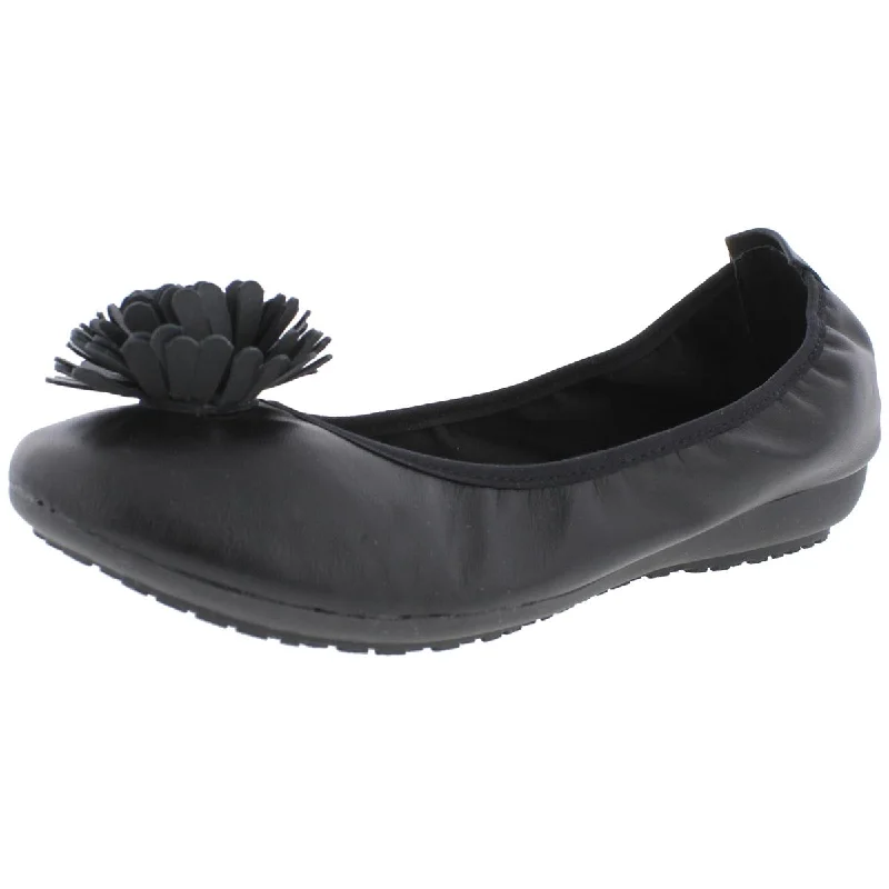 Jayna Womens Leather Round Toe Ballet Flats