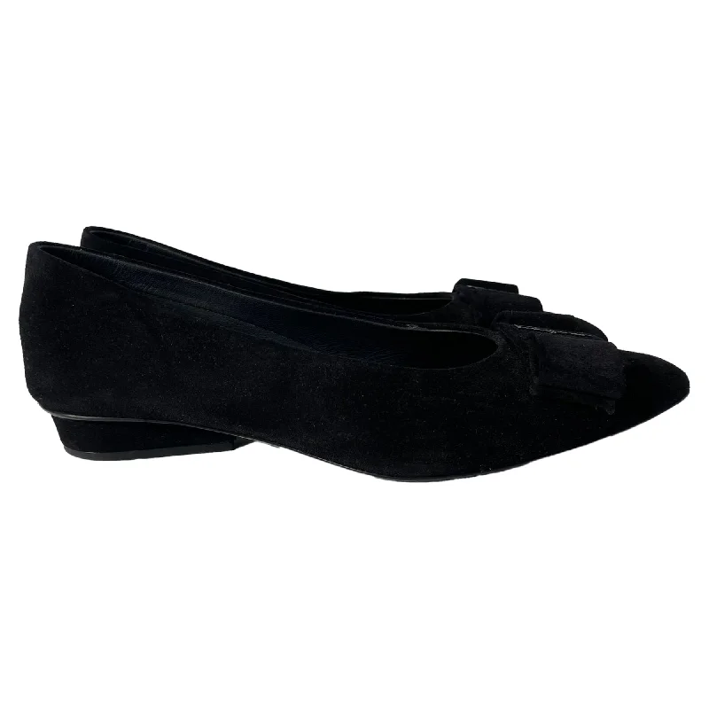 Salvatore Ferragamo Viva Bow Ballet Flats in Black Suede