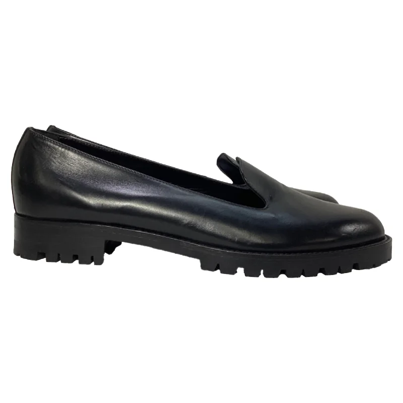 Manolo Blahnik Lug-Sole Loafers in Black Leather