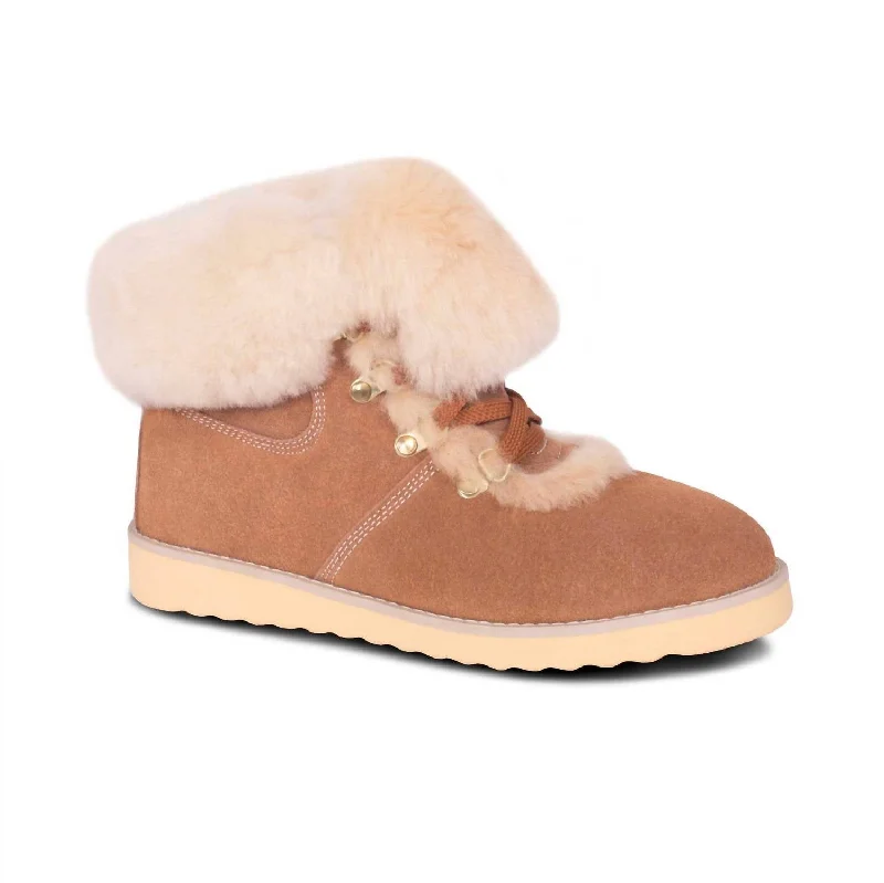 Ladies Posh Sheepskin Boots In Chestnut