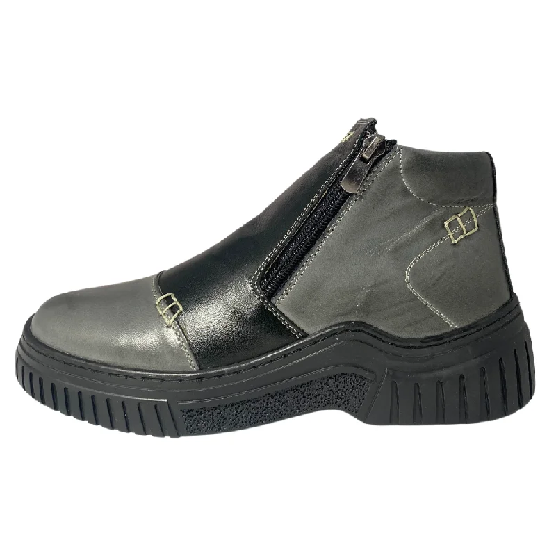 Eric Nurnberg Jade Black/Grey Leather Boot (Women's)