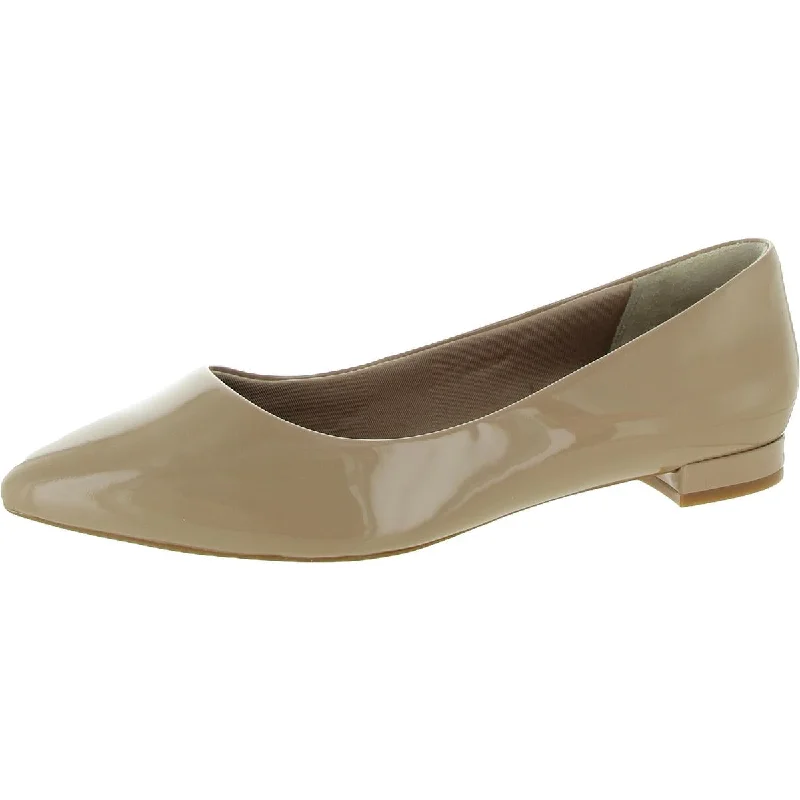 Adelyn Womens Patent Pointed Toe Ballet Flats