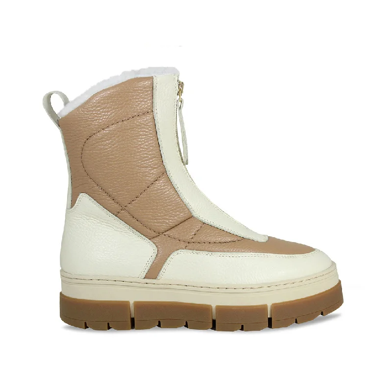 Blizzard: Cream & Camel Leather & Shearling