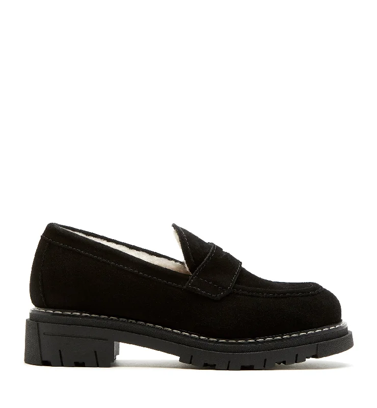 DEVIN SHEARLING-LINED SUEDE LOAFER