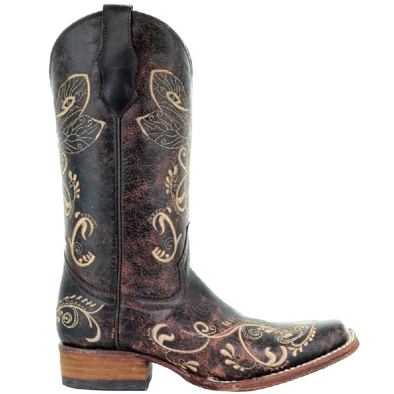 L5079 Embroidery Square Toe Cowboy Boots