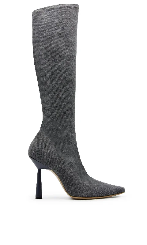 Rosie 8 Denim Boots In Anthracite Denim