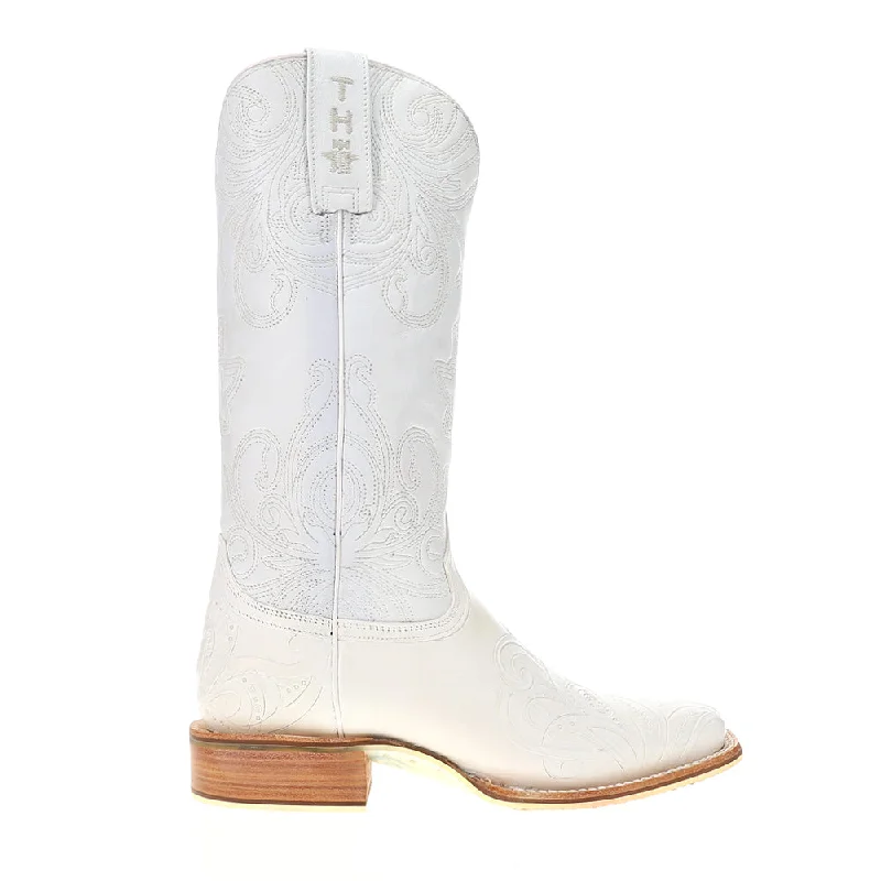 White Wedding Square Toe Cowboy Boots