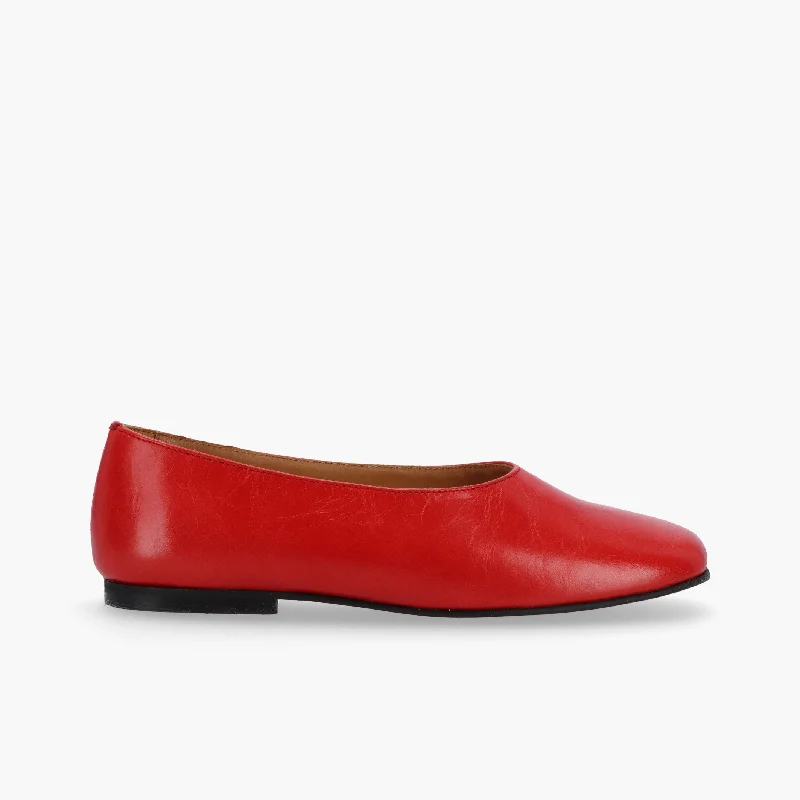 Edie Red Leather Ballet Flats