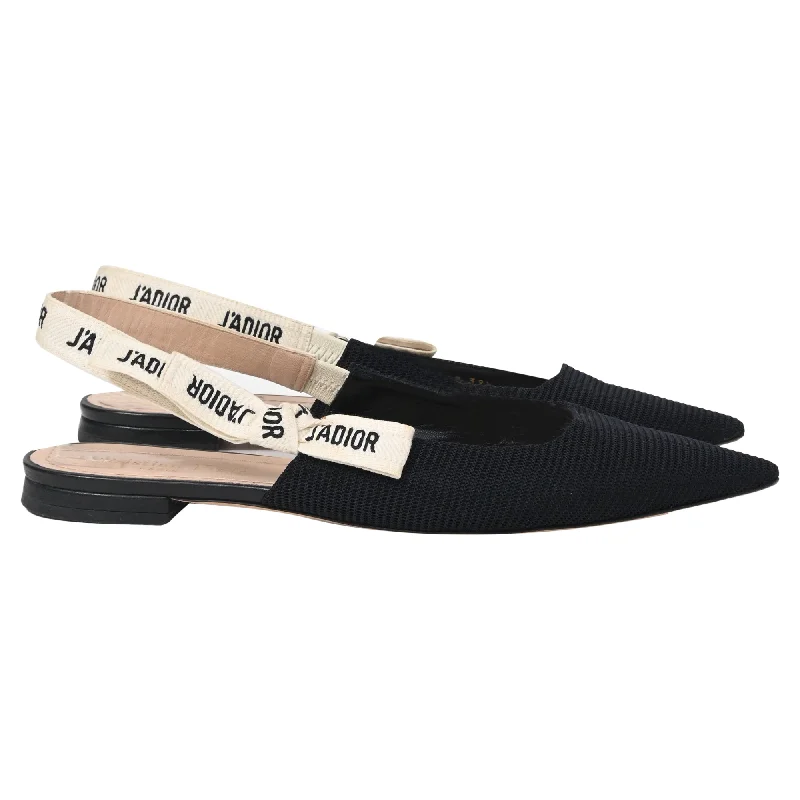 Dior J'adior Slingback Flats in Black Cotton