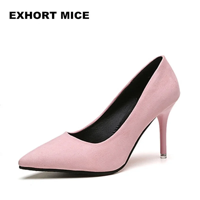 2019 HOT Summer Women Shoes Pointed Toe Pumps Suede Leisure Dress Shoes High Heels Boat Wedding tenis feminino 7cm Sexy