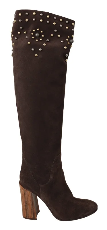 Dolce & Gabbana Studded Suede Knee High Boots in Women's