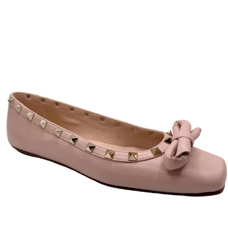 Women's Ivy Flats With Studs - Narrow In Nude