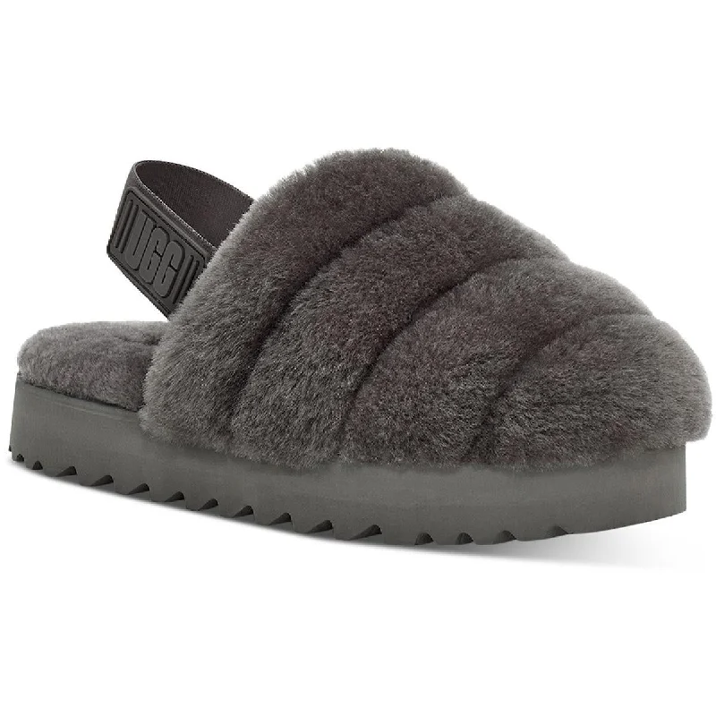 Ugg Womens Super Fluff Shearling Cozy Slingback Slippers