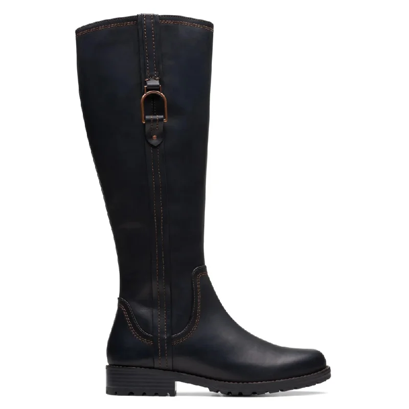 Clarks Aspra Hi Black Leather Knee-High Boot (Women's)