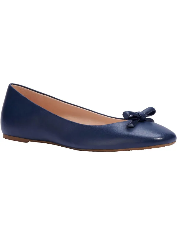 Kiersten Bow Womens Patent Leather Slip On Ballet Flats