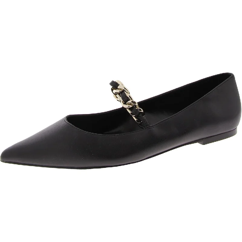 Womens Faux Leather Pointed Toe Ballet Flats