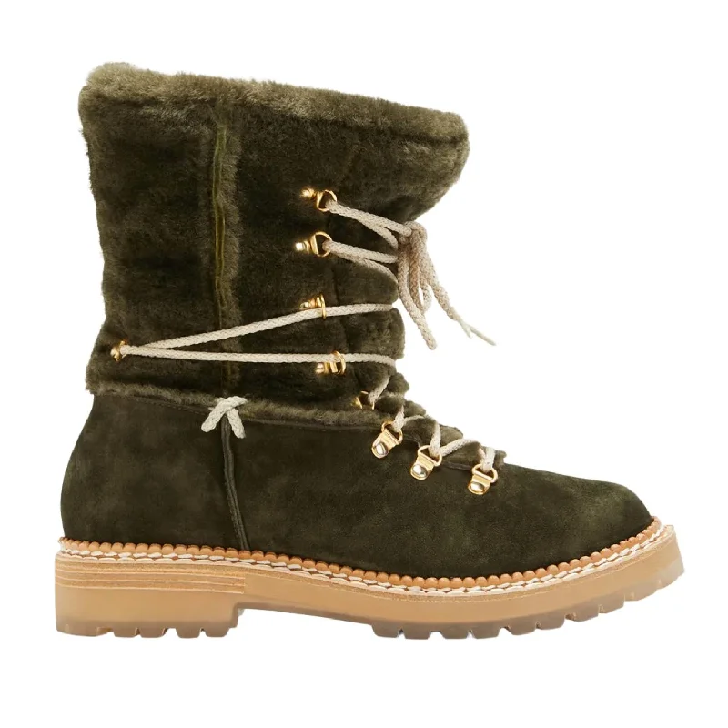 Giada Shearling Lined Boots In Military