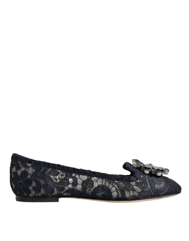 Dolce & Gabbana  Taormina Lace Crystals Flats Women's Shoes