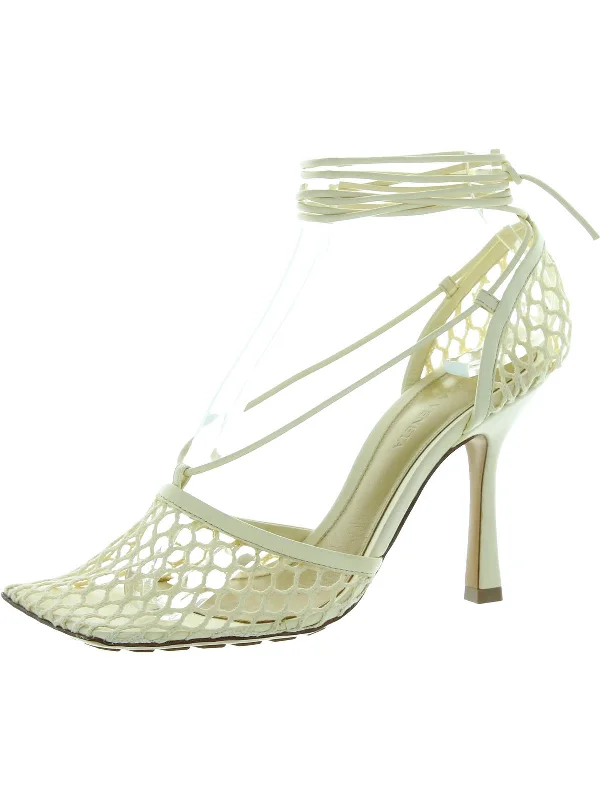 Womens Leather Mesh Pumps