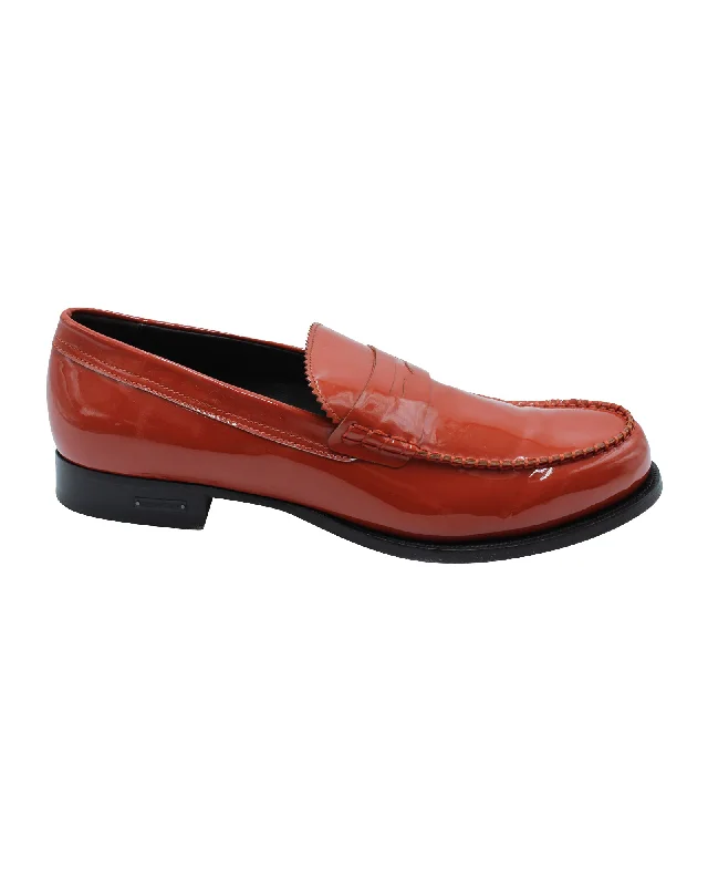 Dsquared2 High-Shine Penny Loafers in Red Leather