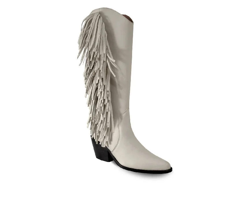 Women's Knee-High Premium Leather Ely Boots In White