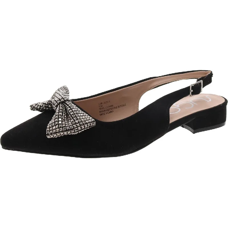 Clovis Womens Faux Suede Rhinestones Ballet Flats