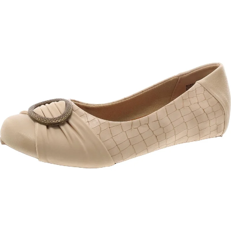 Mabely Womens Faux Leather Embellished Ballet Flats