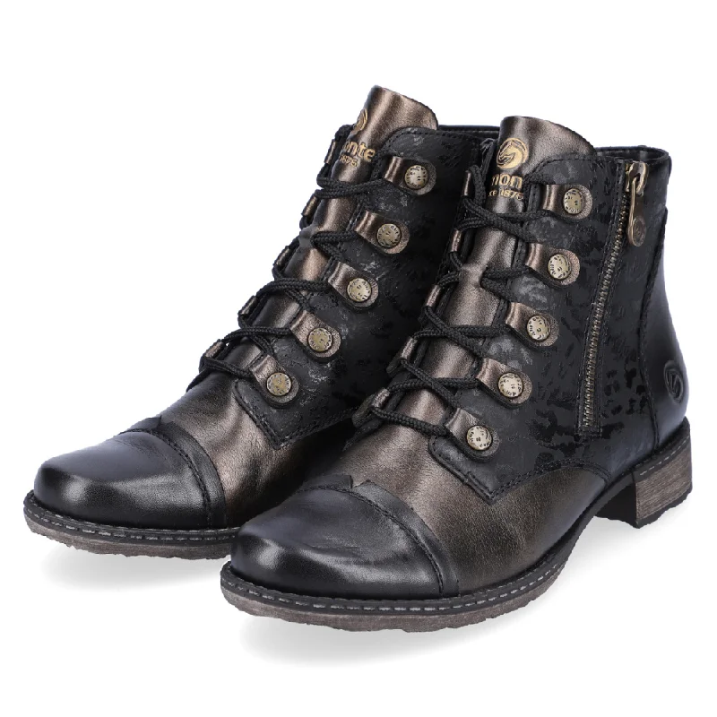 Remonte D4391 Chandra 91 Black/Antique Leather Bootie (Women's)