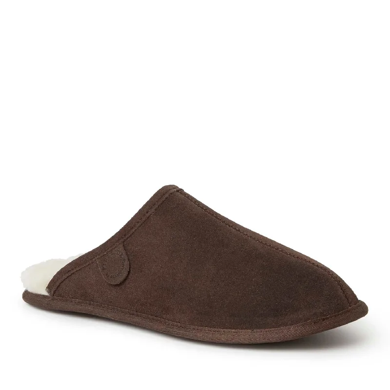 Dearfoams Men's Fireside By Dearfoams Warwick Genuine Shearling Scuff Slippers