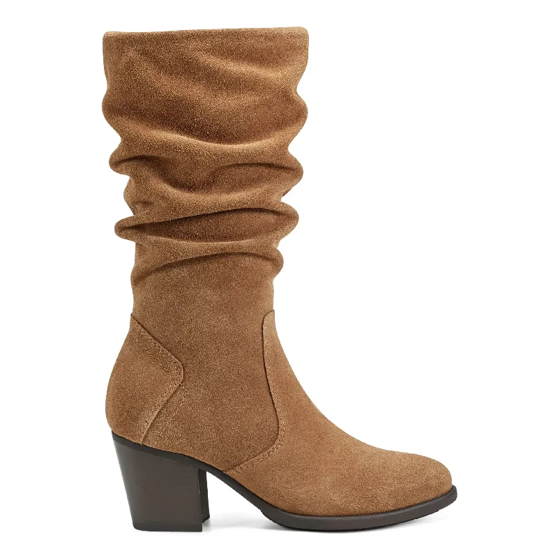 Vine Block Heel Almond Toe Casual Boots