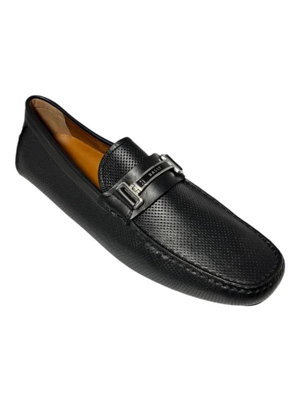 Bally Drulio 6211255 Men's Black Perforated Leather Loafers