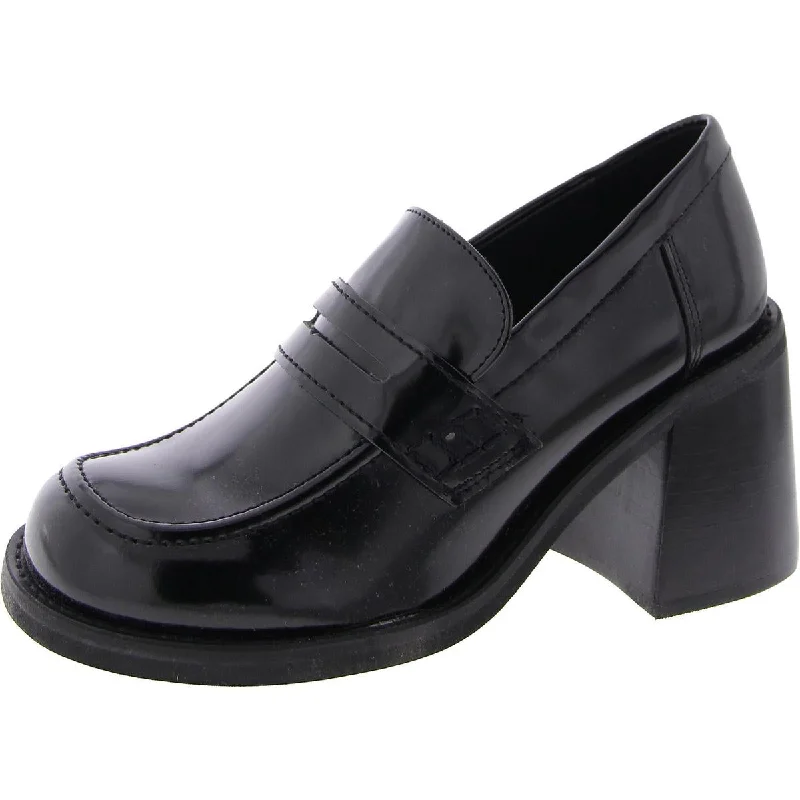 Usual Womens Patent Slip-On Loafer Heels