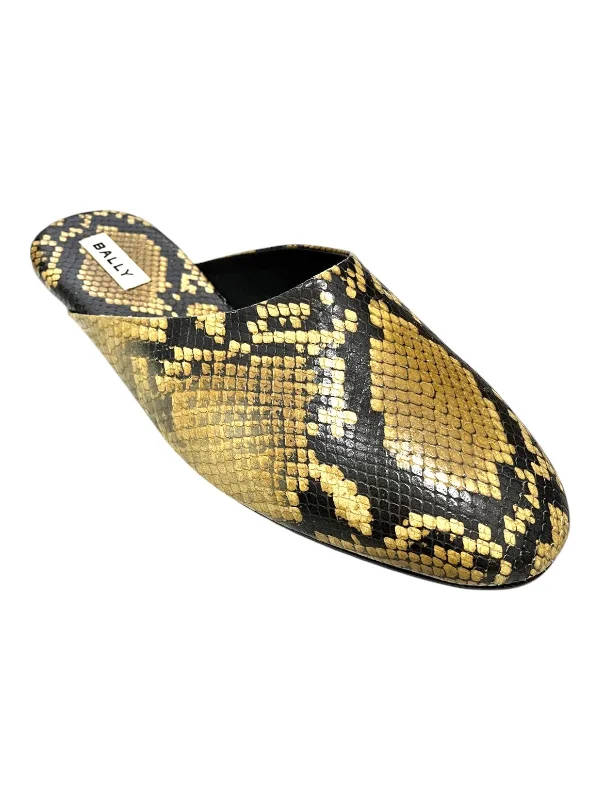 Bally Glebb 6304401 Men's Snake-Print Leather Slippers