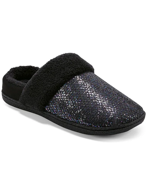 Siesta 8 Womens Faux Fur Glitter Loafer Slippers