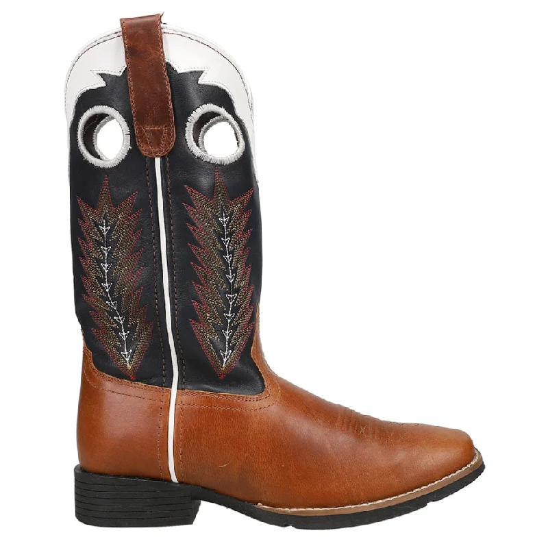 James Tooled-Inlay Square Toe Cowboy Boots