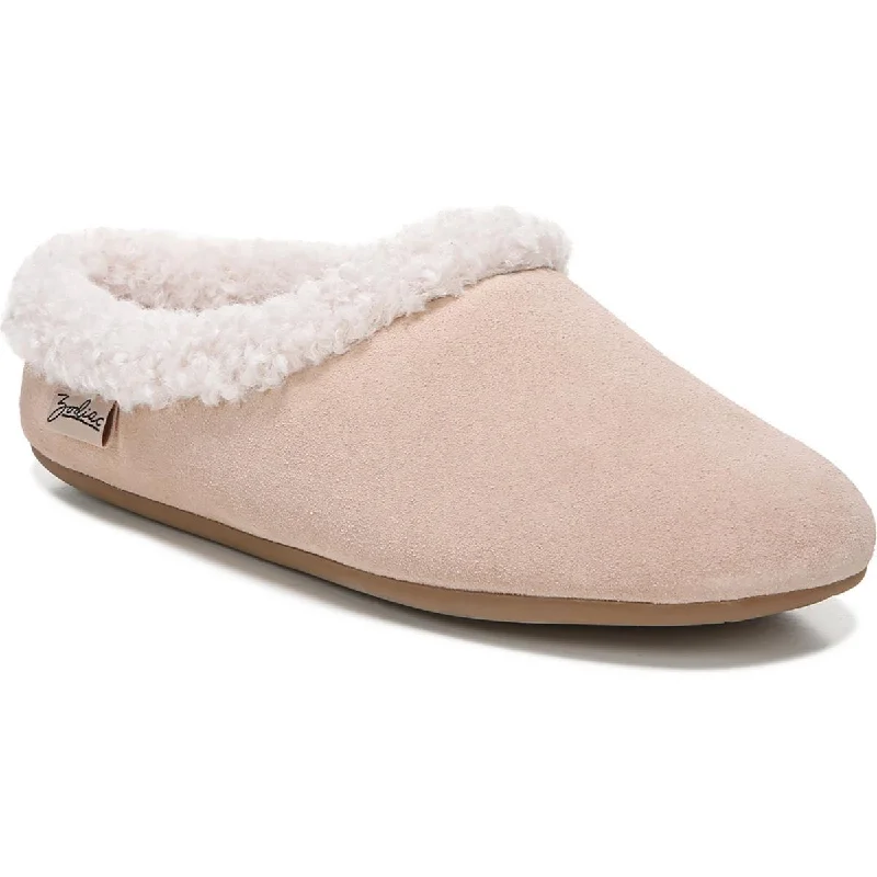 Paloma Womens Suede Faux Fur Lined Scuff Slippers