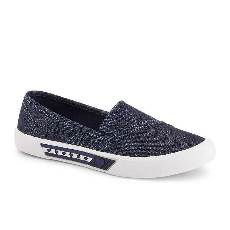 Women's Canvas Flats Hearts In Denim