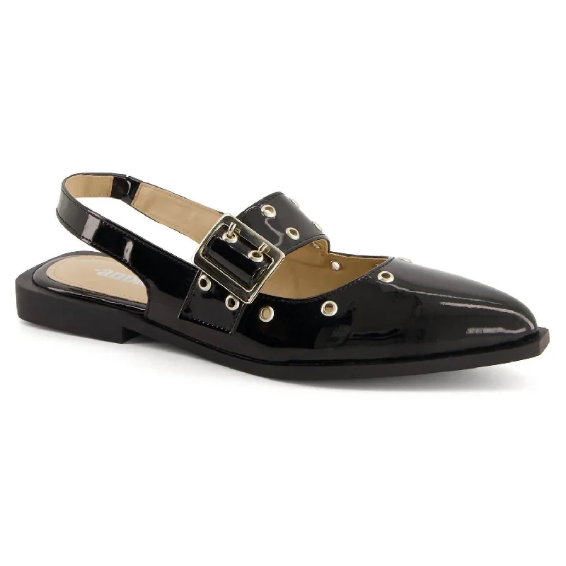 Women's Slingback Flats Wide Buckle In Black