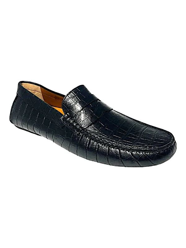 Bally Dreamer 6301195 Men's Black Calf Embossed Leather Loafers