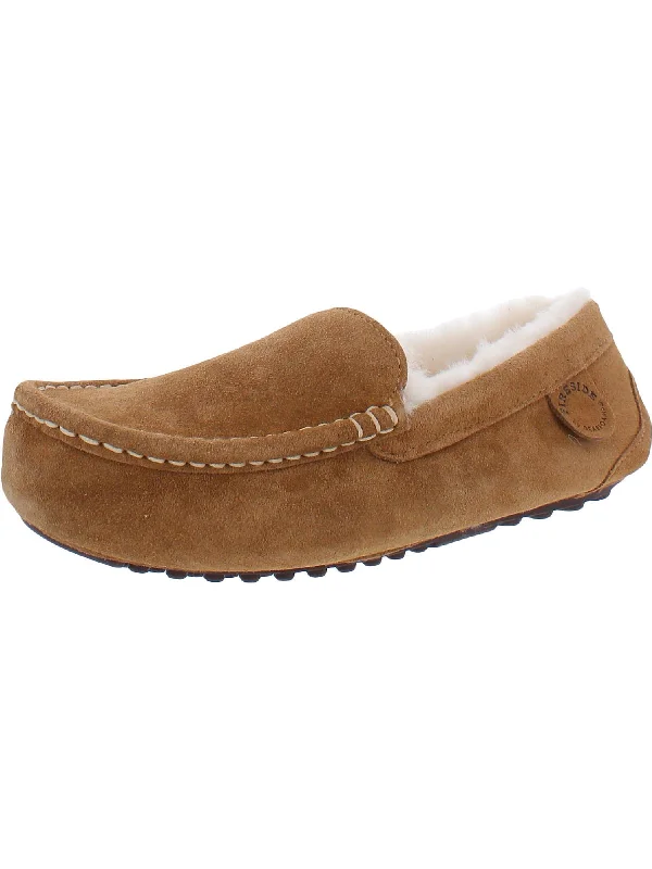 Womens Leather Australian Shearling Lined Moccasin Slippers