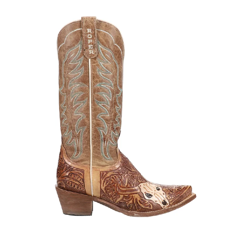 Cattle Cate Handtooled Embroidered Snip Toe Cowboy Boots