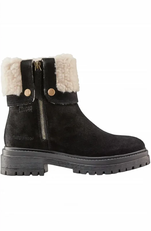 Women's Vigo Faux Shearling Cuff Waterproof Boot In Black