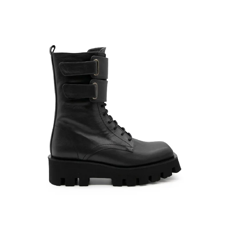 Women's Alina Combat Boot In Black