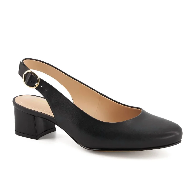 Women's Heeled Slingback Flats In Black