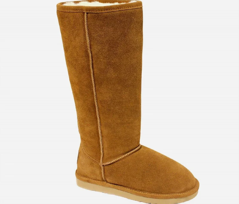 Women Sheepskin 12" Boots In Chestnut